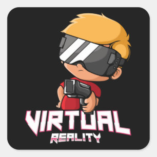 Virtual reality gamer square sticker