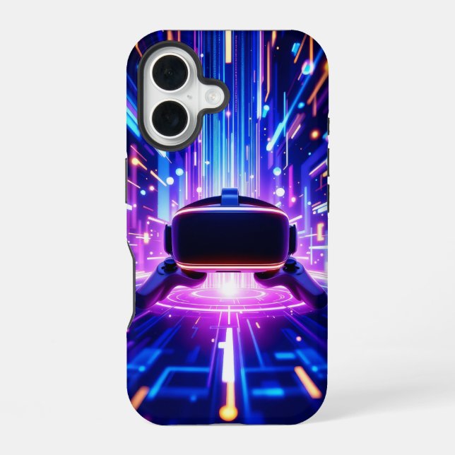 Virtual reality gaming environment floating  iPhone 16 case (Back)