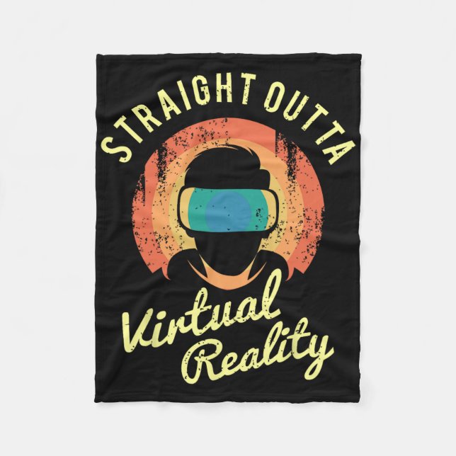 Virtual Reality Graphic Retro Distressed Art For A Fleece Blanket (Front)