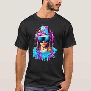 Virtual Reality Headset Dripping Paint Girl Artist T-Shirt