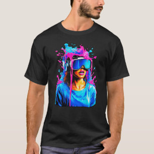 Virtual Reality Headset Dripping Paint Girl Artist T-Shirt