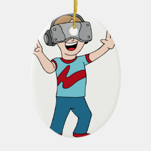Virtual Reality Video Gamer Ceramic Tree Decoration