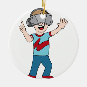 Virtual Reality Video Gamer Ceramic Tree Decoration