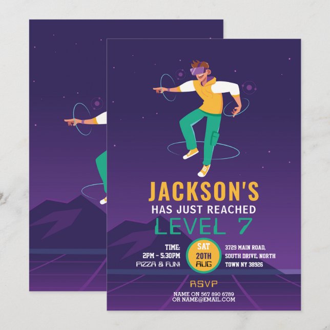 Virtual Reality VR Digital Gaming Gamer  Invitation (Front/Back)