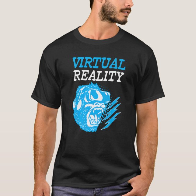 Virtual Reality VR Gamer Gaming Game Player Monkey T-Shirt (Front)