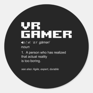 Virtual Reality Vr Gaming Computer Pc Video Gamer Classic Round Sticker