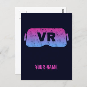 Virtual Reality VR Vintage Gamer Video Glasses Postcard