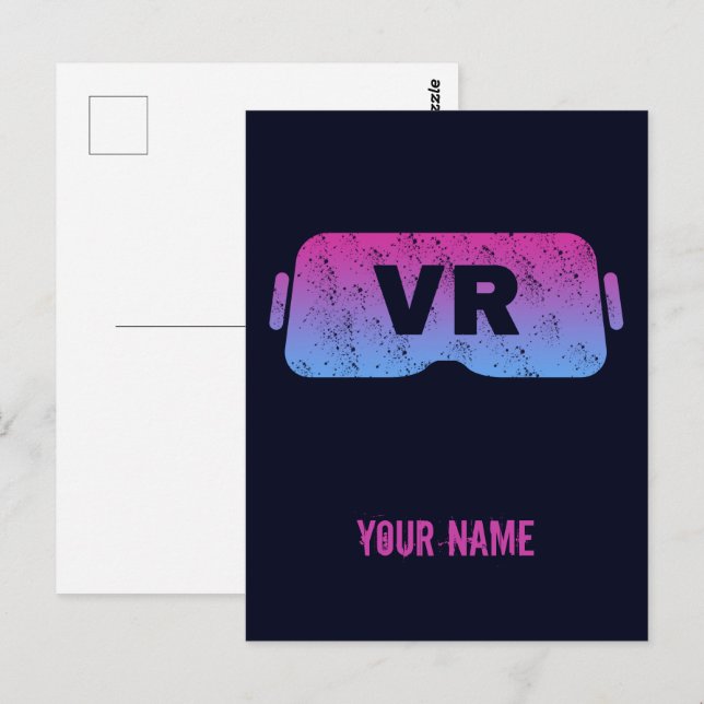 Virtual Reality VR Vintage Gamer Video Glasses Postcard (Front/Back)
