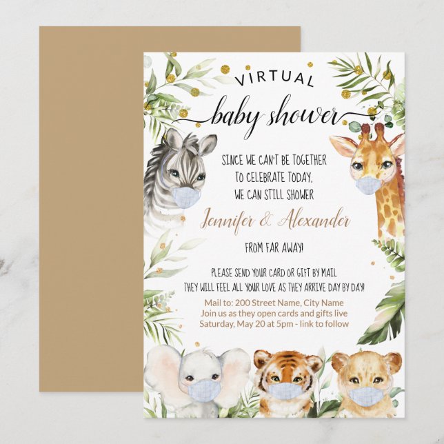Virtual Safari Baby Shower Invitation (Front/Back)
