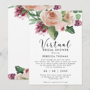 virtual shower by mail floral bridal shower invitation