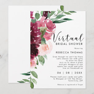 virtual shower by mail florals bridal shower invitation