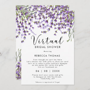 virtual shower by mail lavender bridal shower invitation