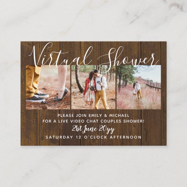 Virtual Shower PHOTO Wedding Live Chat Budget Advice Card (Front)