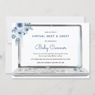 Virtual Sip & See Welcome Baby Boy Invitation