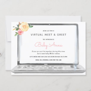 Virtual Sip & See Welcome Baby Invitation