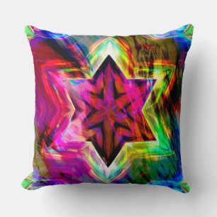 Virtual star with borders in colourful neon tones cushion