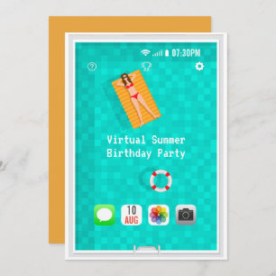 Virtual Summer Birthday Party Invitation