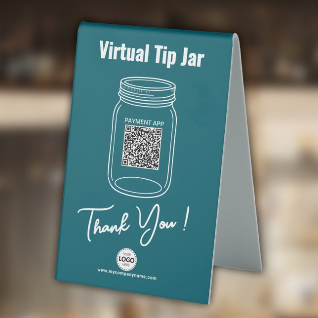 Virtual Tip Jar, Custom QR Code, Logo, Teal (Creator Uploaded)