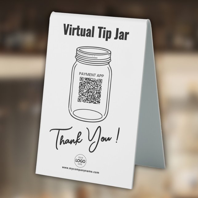 Virtual Tip Jar, Custom QR Code, Logo, White (Creator Uploaded)