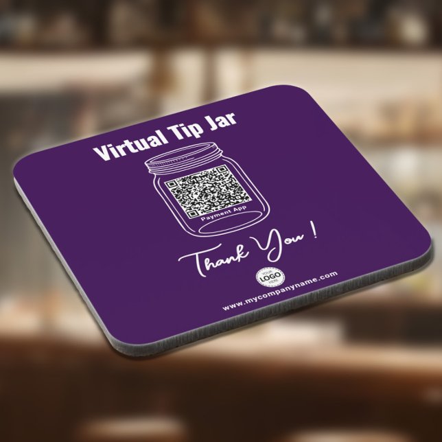 Virtual Tip Jar, Custom QR Code Payment App Purple Coaster (Creator Uploaded)