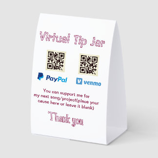 Virtual tip jar q r code money donation PayPal ven