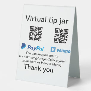 Virtual tip jar q r code money donation PayPal ven