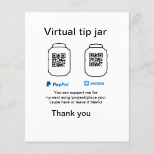 Virtual tip jar q r code money donation PayPal ven