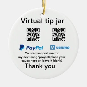 Virtual tip jar q r code money donation PayPal ven Ceramic Tree Decoration