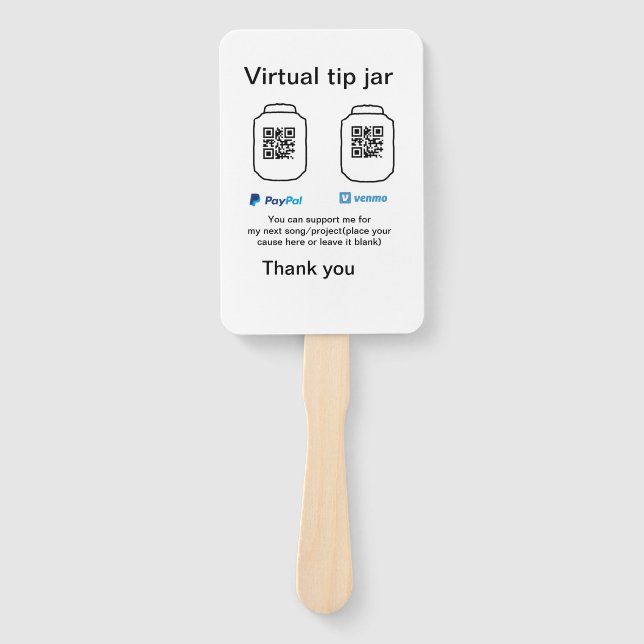 Virtual tip jar q r code money donation PayPal ven Hand Fan (Front)