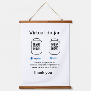 Virtual tip jar q r code money donation PayPal ven Hanging Tapestry