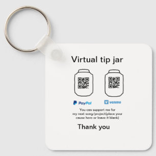 Virtual tip jar q r code money donation PayPal ven Key Ring