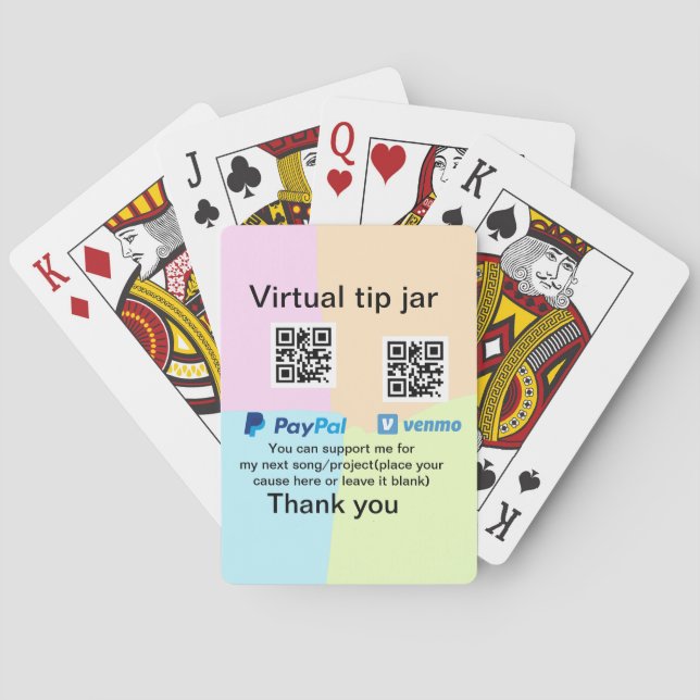 Virtual tip jar q r code money donation PayPal ven Playing Cards (Back)