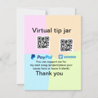 Virtual tip jar q r code money donation PayPal ven
