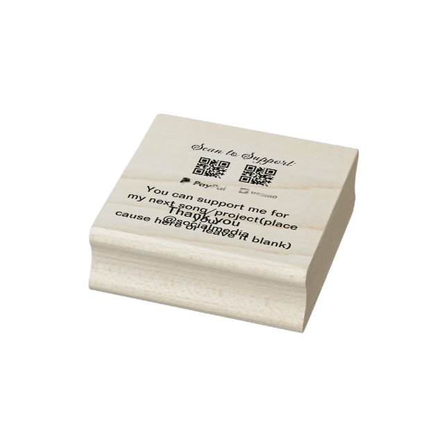 Virtual tip jar q r code money donation PayPal ven Rubber Stamp (Stamp)