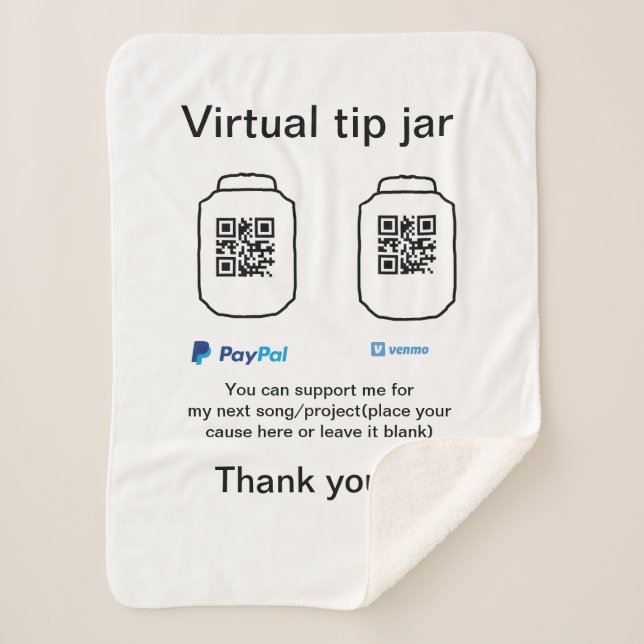 Virtual tip jar q r code money donation PayPal ven Sherpa Blanket (Front)