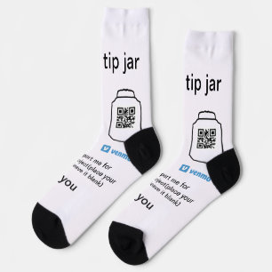 Virtual tip jar q r code money donation PayPal ven Socks