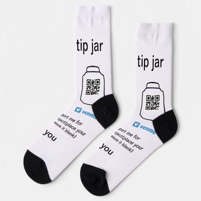 Virtual tip jar q r code money donation PayPal ven Socks (Left)