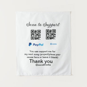 Virtual tip jar q r code money donation PayPal ven Tapestry