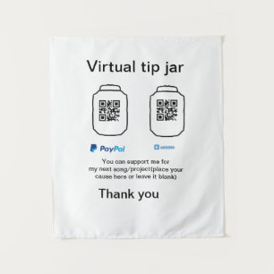 Virtual tip jar q r code money donation PayPal ven Tapestry