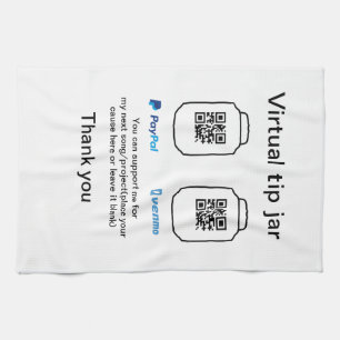 Virtual tip jar q r code money donation PayPal ven Tea Towel