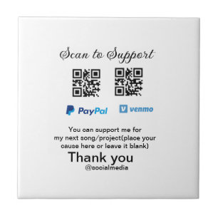 Virtual tip jar q r code money donation PayPal ven Tile