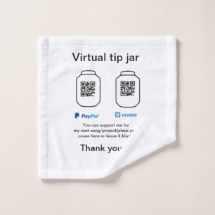 Virtual tip jar q r code money donation PayPal ven Wash Cloth