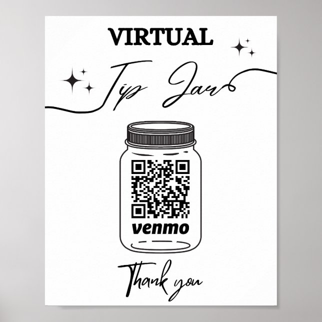 Virtual Tip Jar QR Code Tip Your Bartender Pedesta Poster (Front)