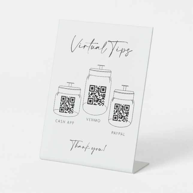 Virtual Tip Jar Scan QR Code Cash App Payment  Pedestal Sign (Front)