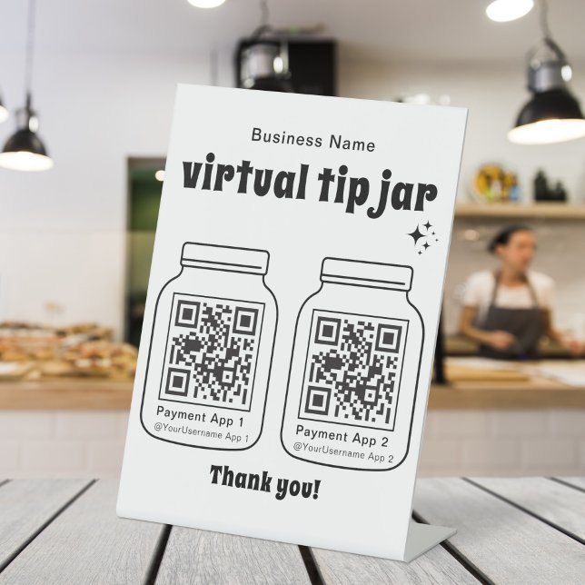 Virtual Tip Jar with 2 QR Code Pedestal Sign (Creator Uploaded)