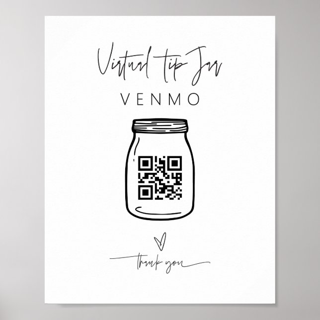 Virtual Tips Sign Cash Business Donate Poster G400 (Front)