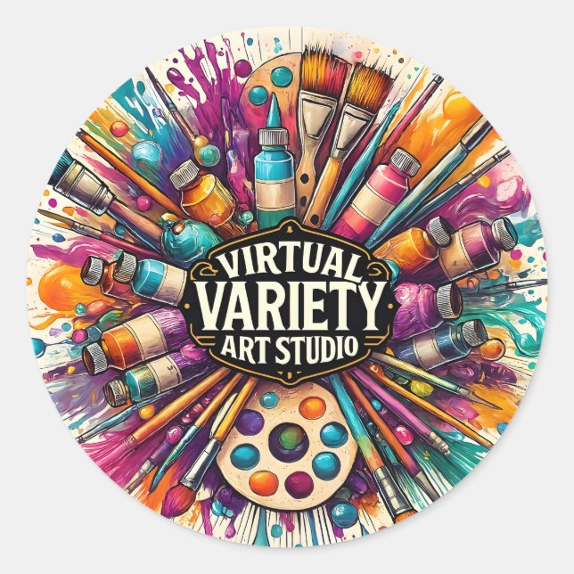 Virtual Variety Art Studio -  Classic Round Sticker (Front)