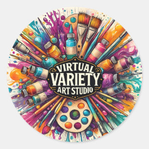Virtual Variety Art Studio – Creative Paint Splash Classic Round Sticker