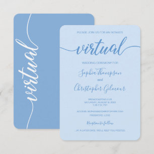 VIRTUAL Wedding Dusty Blue Chic Custom Invitation