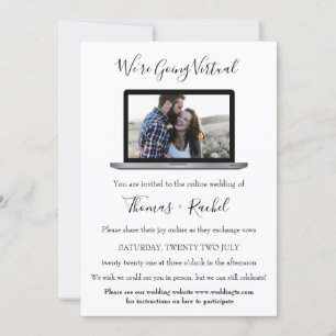 virtual wedding laptop photo minimalist modern  invitation